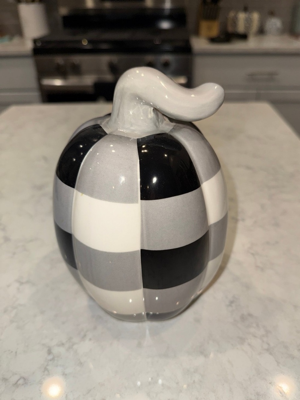 Buffalo Plaid Ceramic Pumpkin Fall Decor